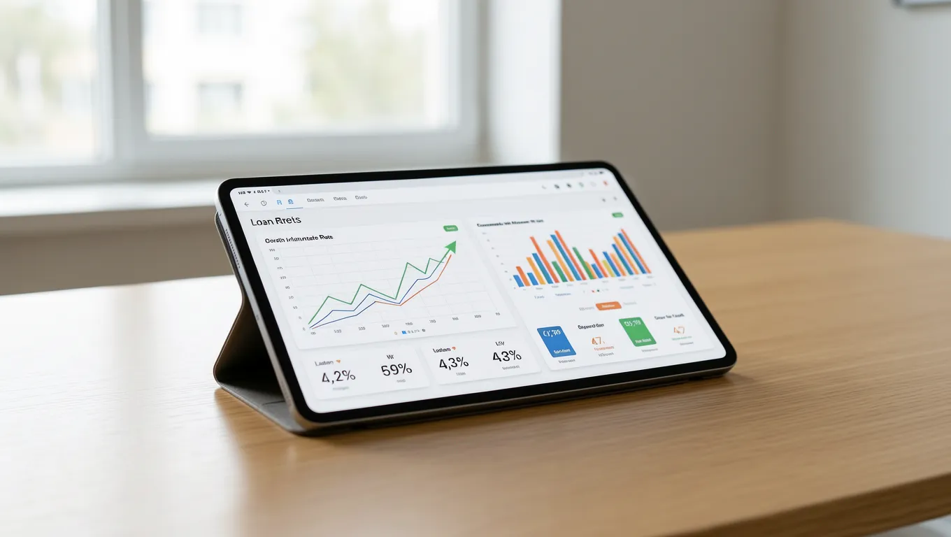 A digital tablet showing financial data when you apply for a loan