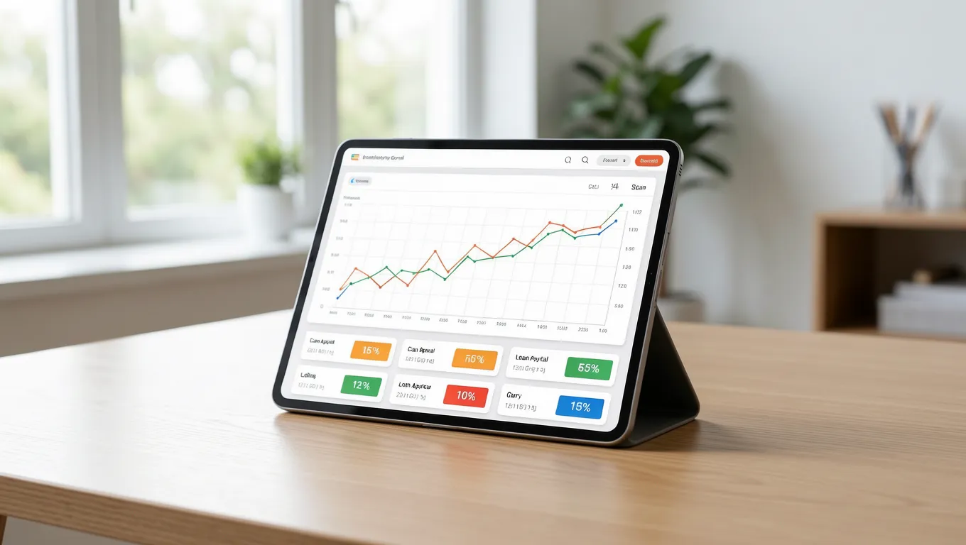 Digital dashboard showing best personal loans online comparison data