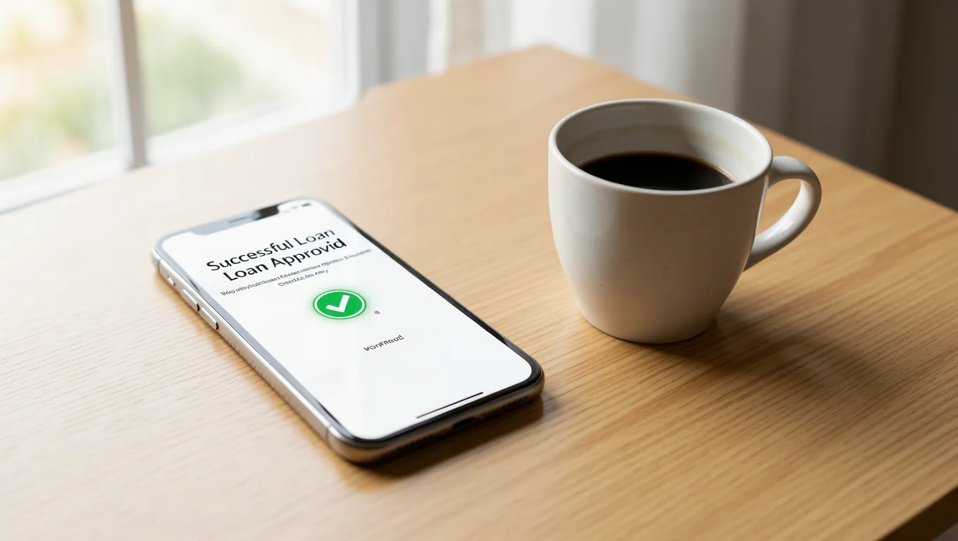 Smartphone showing instant no credit check loans approval status in 2026