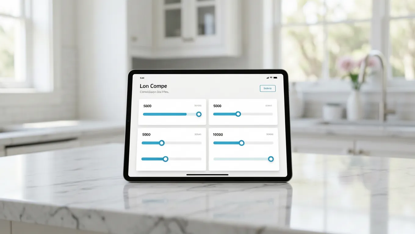 Digital interface showing various personal loan amounts for easy comparison in 2026.