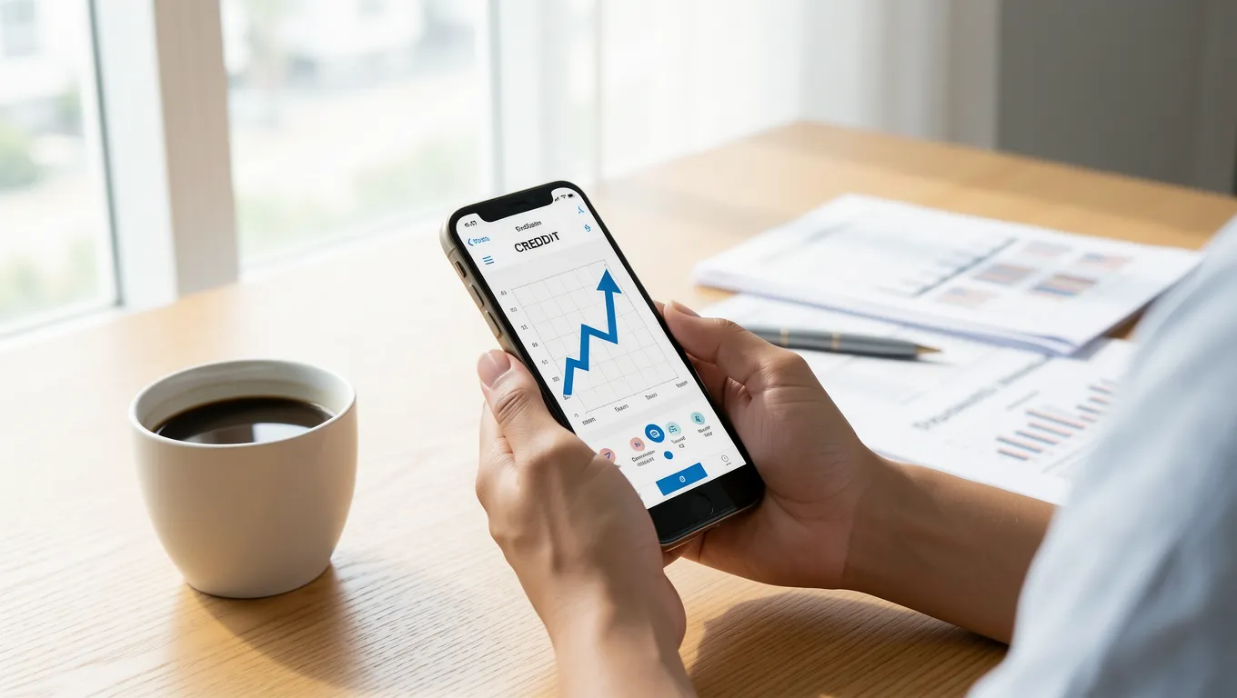 Person checking their credit score via smartphone, essential for personal loans for bad credit no cosigner.