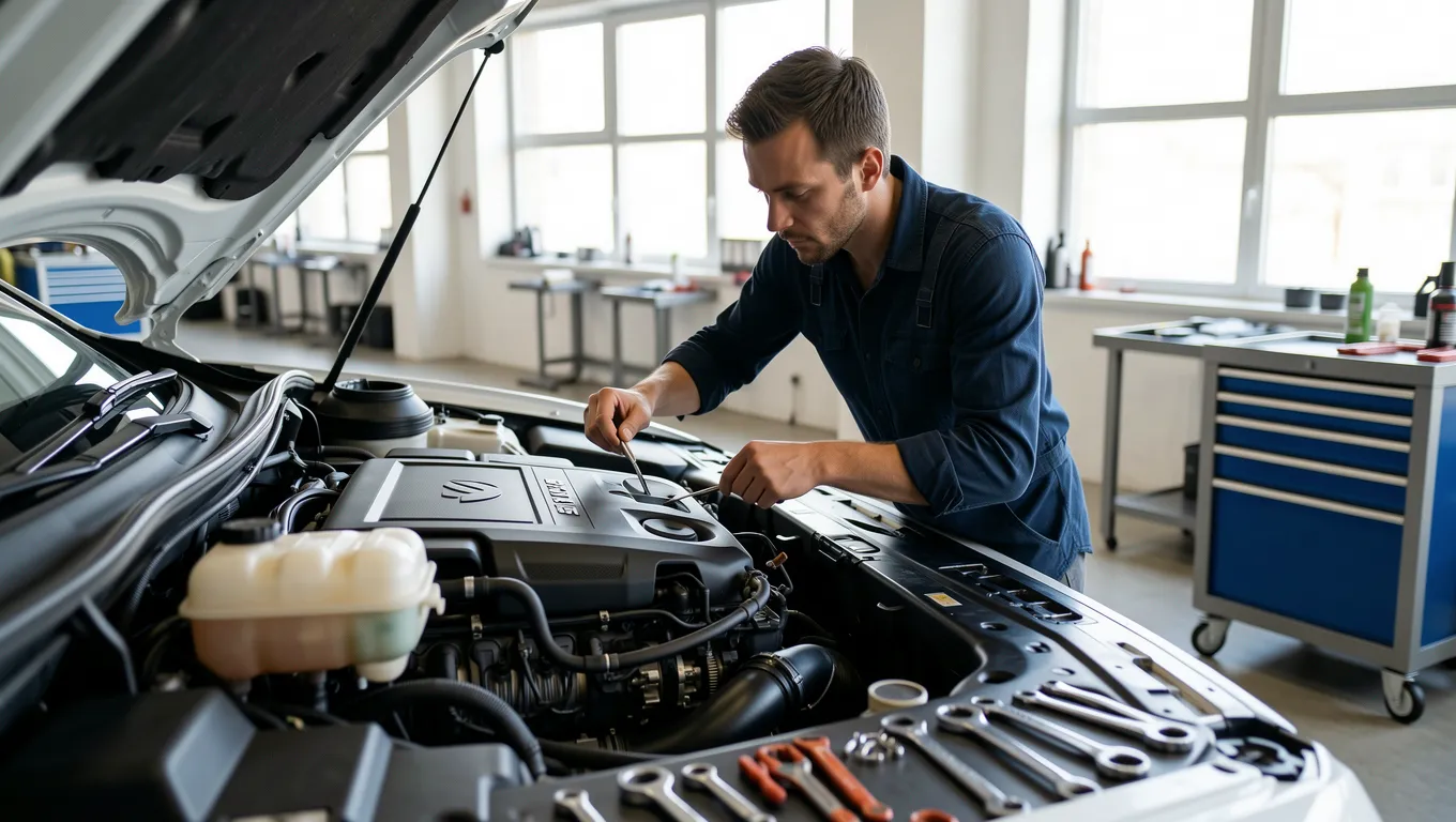 Professional mechanic repairing an engine to fund personal loans up to $5000