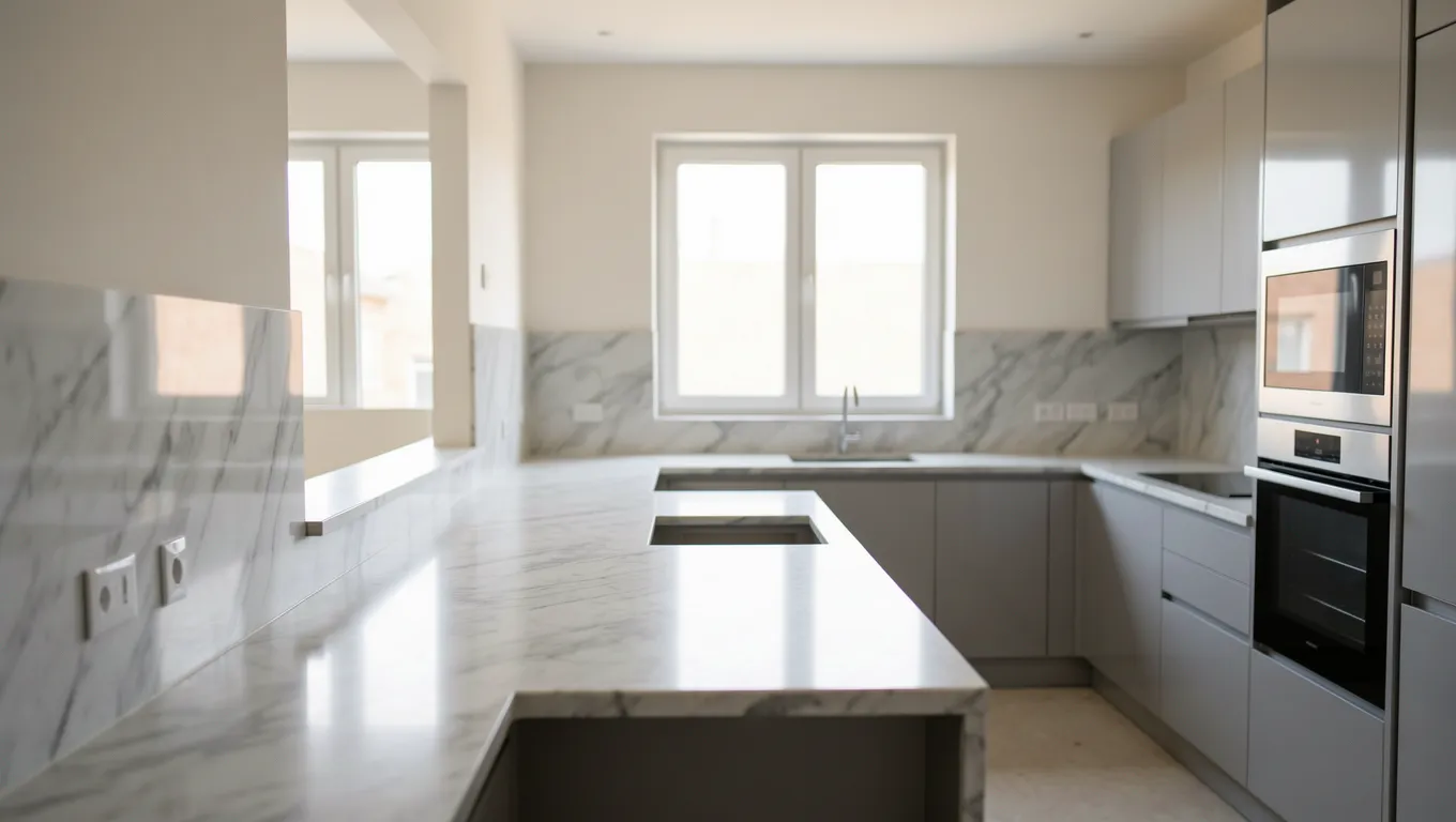 A high-end kitchen remodel scene representing home improvement through unsecured loans.