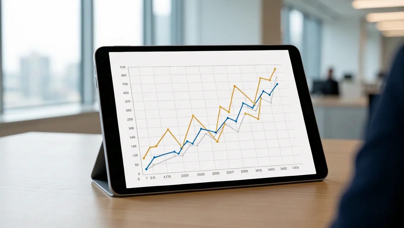 A digital display showing fluctuating unsecured personal loan rates on a graph.